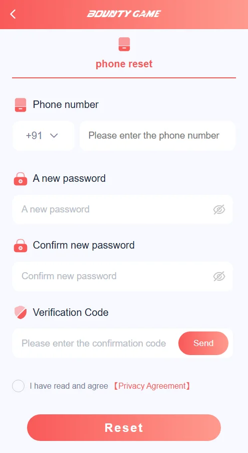 Password reset page will open